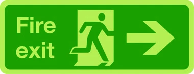 Fire Exit Sign Arrow Right Photoluminescent Sign